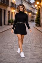 Vestido Poncho de Lanzinha com Gola Alta