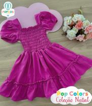 Vestido Pop Colors Crepe Dalila Fucsia Tam.1 Ano