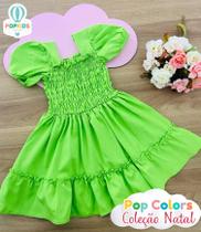 Vestido Pop Colors Crepe Dalila Verde Neon Tam.2-3 Anos