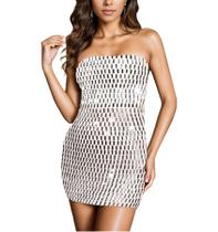 Vestido PORRCEY Hot Drilling Craft Off Shoulder branco 3XL Vestido PORRCEY Hot Drilling Craft Off Shoulder branco 3XL