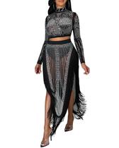 Vestido PORRCEY Sexy Hot Drilling, 2 peças, Bodycon Party, feminino