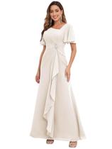 Vestido PRESEOSSA Casual Mother of the Bride Ivory Chiffon Vestido PRESEOSSA Casual Mother of the Bride Ivory Chiffon