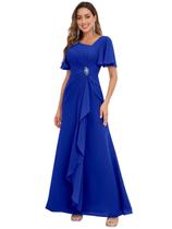 Vestido PRESEOSSA Mãe da Noiva em Chiffon Azul Real Tamanho 14 Vestido PRESEOSSA Mãe da Noiva em Chiffon Azul Real Tamanho 14