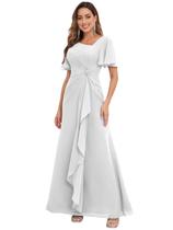 Vestido PRESEOSSA White Chiffon Mother of The Bride A Line