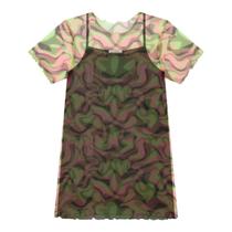 Vestido Preto com Sobreposição Tule