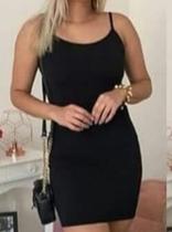 Vestido Preto Curto Alcinha Canelado Moda Verão Vestido Preto Curto Alcinha Canelado Moda Verão