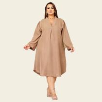 Vestido Preto Curto Plus Size Linho Tendência Outono Lia Rosa