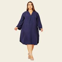 Vestido Preto Curto Plus Size Linho Tendência Outono Lia Rosa
