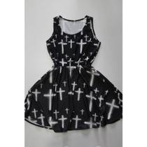 Vestido Preto De cruz rodado godê LU1057 BRC Vestido Preto De cruz rodado godê LU1057 BRC