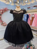 Vestido Preto Infantil Social com Renda para Festa Luxo Vestido Preto Infantil Social com Renda para Festa Luxo
