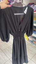 Vestido preto manga cigana tecido leve