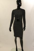 Vestido Preto Midi listras. TAM: P