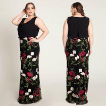 Vestido preto saia bordado de tule
