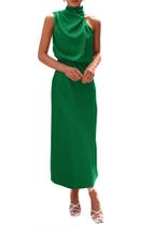 Vestido PRETTYGARDEN 2025 de Cetim Sem Mangas Gola Alta M Vestido PRETTYGARDEN 2025 de Cetim Sem Mangas Gola Alta M
