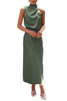 Vestido PRETTYGARDEN 2025 de Satén sin Mangas con Cuello Simulado XL Vestido PRETTYGARDEN 2025 de Satén sin Mangas con Cuello Simulado XL