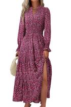 Vestido PRETTYGARDEN 2025 Floral Maxi Manga Longa XL Vestido PRETTYGARDEN 2025 Floral Maxi Manga Longa XL