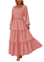 Vestido PRETTYGARDEN 2025 Manga Longa com Lastex Maxi Rosa XL Vestido PRETTYGARDEN 2025 Manga Longa com Lastex Maxi Rosa XL