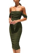 Vestido PRETTYGARDEN 2025 Ombro a Ombro com Franzidos Bodycon L Vestido PRETTYGARDEN 2025 Ombro a Ombro com Franzidos Bodycon L
