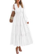 Vestido PRETTYGARDEN 2025 Outono Convidada de Casamento Branco Tamanho S Maxi
