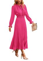 Vestido PRETTYGARDEN 2025 Primavera Outono Midi Poá Rosa Chá L Vestido PRETTYGARDEN 2025 Primavera Outono Midi Poá Rosa Chá L