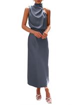 Vestido PRETTYGARDEN 2025 Regata Maxi Gola Alta Cinza Azul XL