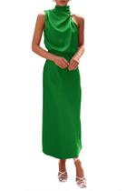 Vestido PRETTYGARDEN 2025 sin mangas de satén con cuello simulado XXL Vestido PRETTYGARDEN 2025 sin mangas de satén con cuello simulado XXL
