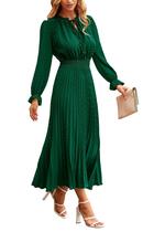 Vestido PRETTYGARDEN 2025 Swiss Dot Decote V Manga Longa XL