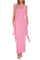 Vestido PRETTYGARDEN 2025 Verano Boda Volantes Maxi Rosado M Vestido PRETTYGARDEN 2025 Verano Boda Volantes Maxi Rosado M