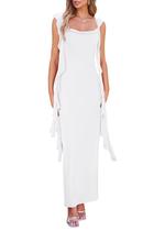 Vestido PRETTYGARDEN 2025 Verano Maxi Largo Sin Mangas con Volantes Talla L