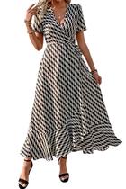 Vestido PRETTYGARDEN Boho Floral Maxi Envelope Decote V XL