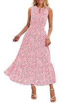Vestido PRETTYGARDEN com estampa floral, cintura comprida, 2025, rosa