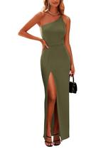 Vestido PRETTYGARDEN con un solo hombro, tirantes tipo espagueti, abertura alta, talla M