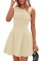 Vestido PRETTYGARDEN Curto Sem Manga Bege Modelo A-Line Tamanho L Vestido PRETTYGARDEN Curto Sem Manga Bege Modelo A-Line Tamanho L