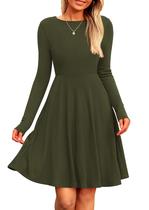 Vestido PRETTYGARDEN de Malha Canelada com Manga Longa e Corte A-Line Pequeno