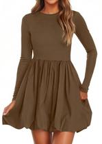 Vestido PRETTYGARDEN de manga larga mini marrón otoño 2025 talla L Vestido PRETTYGARDEN de manga larga mini marrón otoño 2025 talla L