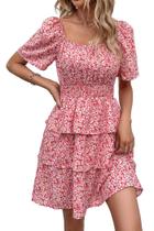 Vestido PRETTYGARDEN Floral de Verão com Decote Quadrado e Babados M