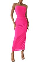 Vestido PRETTYGARDEN Maxi Bodycon sem alça Vermelho Rosado XXL