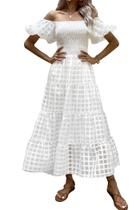 Vestido PRETTYGARDEN Maxi com Babados, Decote Quadrado e Mangas Bufantes XL