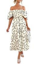 Vestido PRETTYGARDEN Maxi com Mangas Bufantes e Decote Quadrado XL