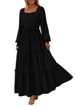 Vestido PRETTYGARDEN Maxi Manga Longa com Lastex Preto XS