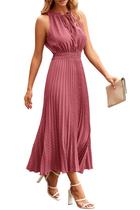 Vestido PRETTYGARDEN Midi Rojo con Cuello en V y Volantes Swiss Dot Talla S Vestido PRETTYGARDEN Midi Rojo con Cuello en V y Volantes Swiss Dot Talla S
