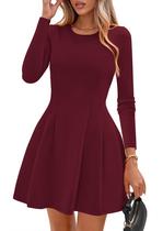 Vestido PRETTYGARDEN Outono 2025 Manga Longa Mini Vinho Vermelho XXL Vestido PRETTYGARDEN Outono 2025 Manga Longa Mini Vinho Vermelho XXL