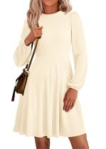 Vestido PRETTYGARDEN Outono 2025 Manga Longa Tricô Canelado Bege XXL Vestido PRETTYGARDEN Outono 2025 Manga Longa Tricô Canelado Bege XXL