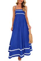 Vestido PRETTYGARDEN XL Azul Royal Sem Mangas com Alças Finas