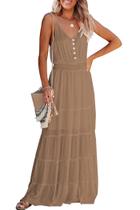 Vestido PRETTYGARDEN XL Maxi de Verão Sem Mangas Cor Damasco Escuro Vestido PRETTYGARDEN XL Maxi de Verão Sem Mangas Cor Damasco Escuro