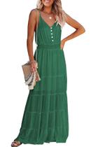 Vestido PRETTYGARDEN XL Verde Grama com Alças Finas Maxi Vestido PRETTYGARDEN XL Verde Grama com Alças Finas Maxi
