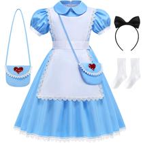 Vestido princesa Aoiviss Blue para meninas, cosplay de Halloween de 3 a 14 anos