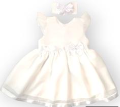 Vestido Princesa Bebê Luxo com Tiara 100% Algodão
