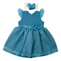 Vestido Princesa Bebê Luxo com Tiara 100% Algodão