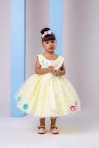 Vestido Princesa Belli Anabel Jardim Encantado Amarelo - Tecido Misto com Forro